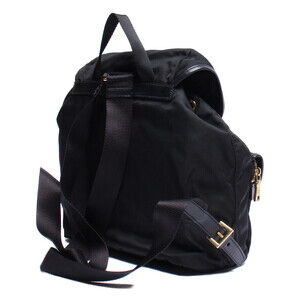 Prada logo Black signature backpack enamel plaque Tessuto